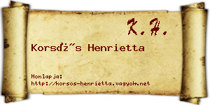 Korsós Henrietta névjegykártya